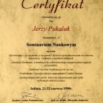 1999 Certyfikat uczestnictwa w seminarium naukowym