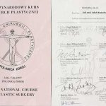 1997 Certyfikat za udział w Międzynarodowym Kursie Chirurgii Plastycznej