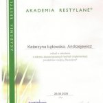 2009 Certyfikat za udział w szkoleniu z zakresu zaawansowanych technik implementacji produktów rodziny Restylane