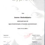 2003 Dyplom ukończenia kursu Joanna Biedunkiewicz