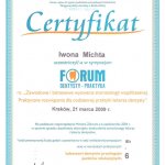 2009 Certyfikat uczestnictwa w sympozjum Forum Dentysty - Praktyka