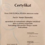 1999 Certyfikat uprawniający do wykonywania zabiegów preparatami Filorga