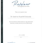 2008 Certyfikat uczestnictwa w kursie Restylane