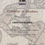 1999 Certificate of Attendance.