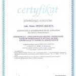 2009 Certyfikat uczestnictwa w podyplomowym kursie medycznym dla lekarzy stomatologów