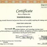 2011 Certyfikat ukończenia kursu z zakresu lipolizy iniekcyjnej