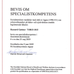 2009 Bevis om specialistkompetens.