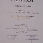 2009 Certyfikat uczestnictwa w III kongresie naukowo-szkoleniowym