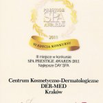 2011 II miejsce w konkursie SPA PRESTIGE AWARDS Najlepsze Day Spa