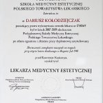 2010 Certyfikat uzyskania tytułu lekarza medycyny estetycznej