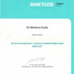 2011 Uczestnictwo w kursie pt.: System implantologiczny ANKYLOS