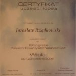 2006 Certyfikat uczestnictwa w II Kongresie Polskich Towarzystw Naczyniowych