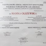 2004 Dyplom uzyskania tytułu lekarza medycyny estetycznej: Hanna Olszewska