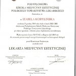 2005 Dyplom uzyskania tytułu lekarza medycyny estetycznej