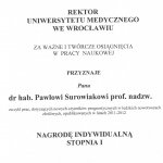  Nagroda JM Rektora Uniwersytetu Medycznego we Wrocławiu