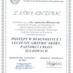 2002 Agnieszka Bliżanowska - kurs: grzybice skóry, paznokci, błon śluzowych