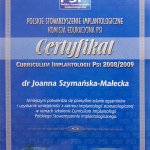  Polskie Stowarzyszenie Implantologiczne - Certyfikat 