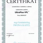 2013 Certyfikat za uczestnictwo w szkoleniu z zakresu użytkowania systemu UltraPlus VPL firmy Energist