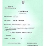 2001 Zaświadczenie