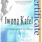 2011 Certyfikat za uczestnictwo w Cosmoderm XVII