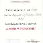 1992 Kurs: Lasery w medycynie.