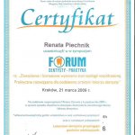 2009 Certyfikat uczestnictwa w sympozjum Forum Dentysty - Praktyka
