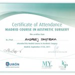 2011 Certyfikat uczestnictwa w kursie medycyny estetycznej