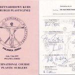 1997 Certyfikat uczestnictwa w Międzynarodowym Kursie Chirurgii Plastycznej