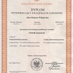 2011 Dyplom potwierdzający kwalifikacje zawodowe technik masażysta