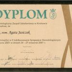 2001 Uczestnictwo w X Jubileuszowym Sympozjum Stomatologicznym