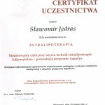 2011 Certyfikat za uczestnictwo w kursie Intralipoterapia