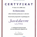 2008 Uczestnictwo w szkoleniu pt.: Stosowanie preparatów wypełniających Juvederm ULTRA w zabiegach konturowania oraz powiększania objętości ust