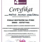 2013 certyfikat_pokaz_mistrzow_na_zywo_endo_estetyka