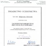2001 Uczestnictwo w kursie pt.: Leczenie wad narządu żucia przy użyciu płyt Schwarza
