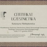 2010 Uczestnictwo w VI Konferencji Naukowo-Szkoleniowej Sekcji Dermatologii Estetycznej Polskiego Towarzystwa Dermatologicznego