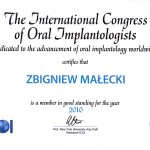 2010 Certyfikat Implantologia ICOI