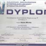 2006 Dyplom uczestnictwa w XV Sympozjum Lekarzy Stomatologów w Zakopanem
