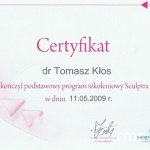 2009 Certyfikat uczestnictwa dr Kłosa w programie szkoleniowyn Sculptra