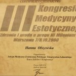2000 Certyfikat uczestnictwa w III Kongresie Medycyny Estetycznej