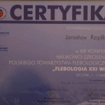 2007 Certyfikat uczestnictwa w XIX Konferencji Naukowo-Szkoleniowej Polskiego Towarzystwa Flebologicznego 