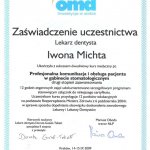 2009 Certyfikat uczestnictwa w kursie medycznym 