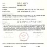 2008 Certyfikat uczestnictwa w kursie RENTGENODIAGNOSTYKA