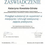 2008 Uczestnictwo w kursie pt.: Przegląd substancji do wypełnień w medycynie i chirurgii estetycznej - zajęcia praktyczne