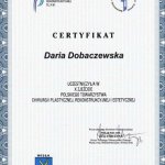 2005 Certyfikat uczestnictwa w X Zjeździe Polskiego Towarzystwa Chirurgii Plastycznej, Rekonstrukcyjnej i Estetycznej