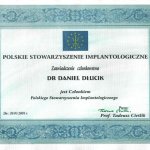 2003 Polskie Stowarzyszenie Implantologiczne  - zaświadczenie członkostwa