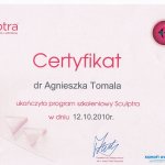 2010 Certyfikat ukończenia programu szkoleniowego Sculptra