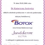2008 Szkolenie w zakresie podawania toksyny botulinowej oraz kwasu hialuronowego