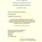 2008 Certyfikat - Anaphylaxis