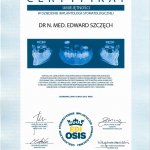 2012 Certyfikat umiejętności w dziedzinie implantologii stomatologicznej