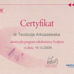 2009 Certyfikat ukończenia programu szkoleniowego Scluptra 